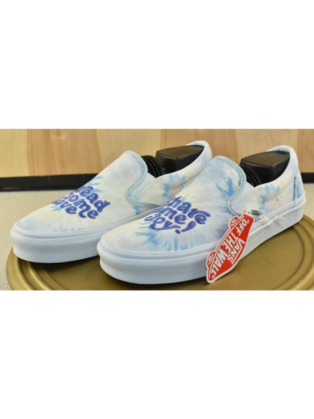Vans Classic Unisex Shoes Size Women 9 Slip On Love and Joy Blue Tie Dye New